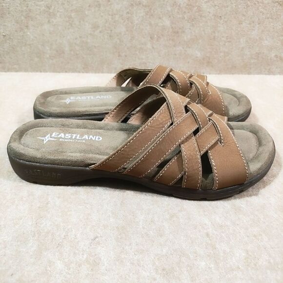 Eastland Hazel Womens Slip On Memory Foam Leather Sandals #C - Picture 3 of 8